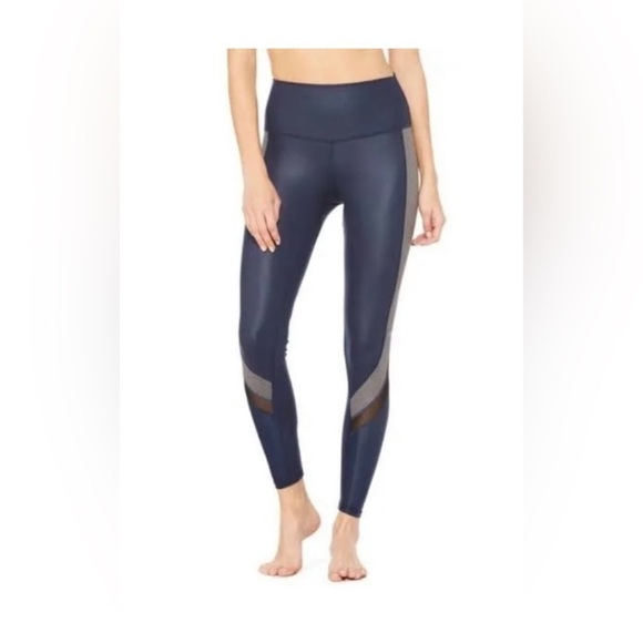 Alo leggings size small. Navy blue, gray & black, with flaws-see description - Picture 1 of 6